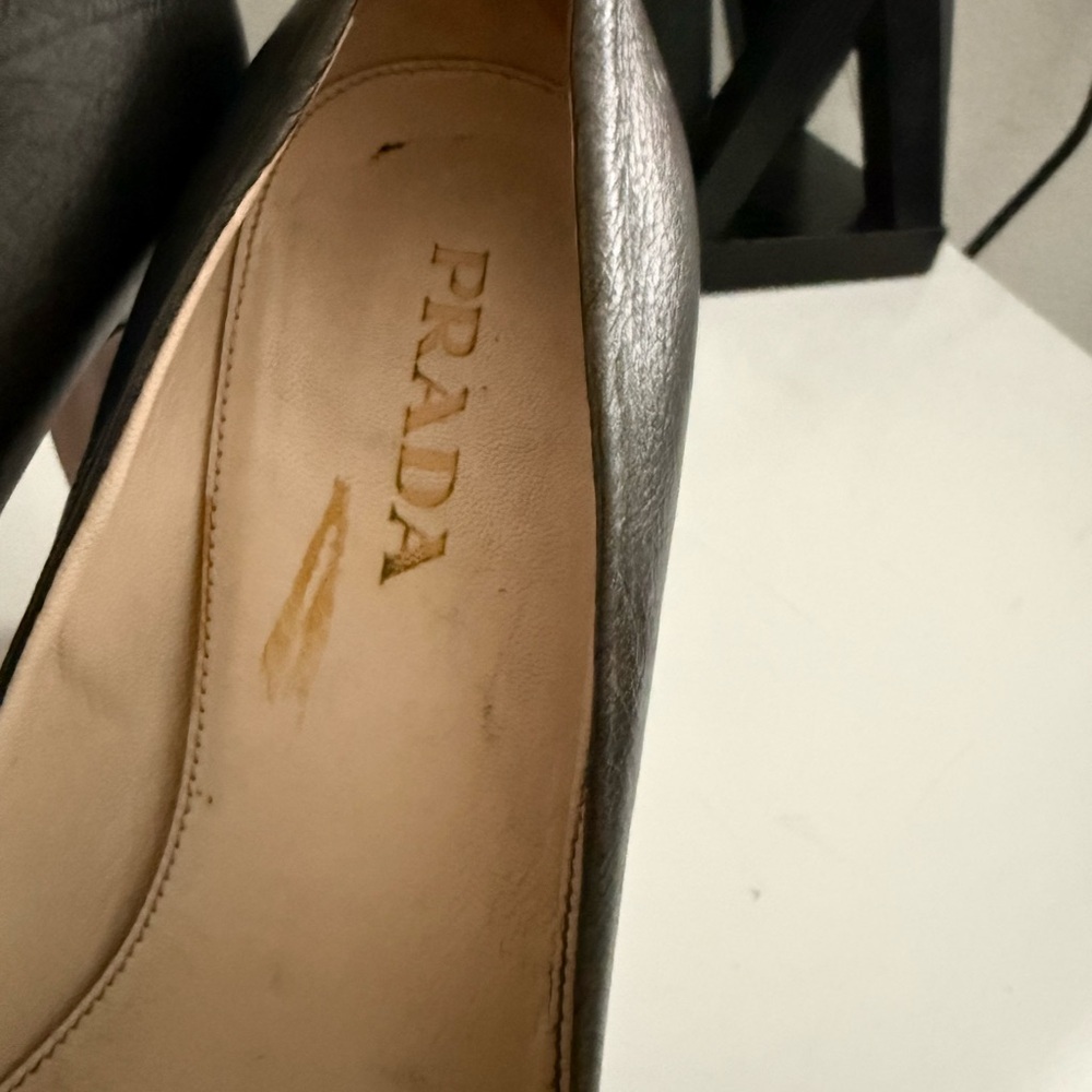 Prada Dark Brown Leather Peep-Toe Heels - Picture 7 of 7